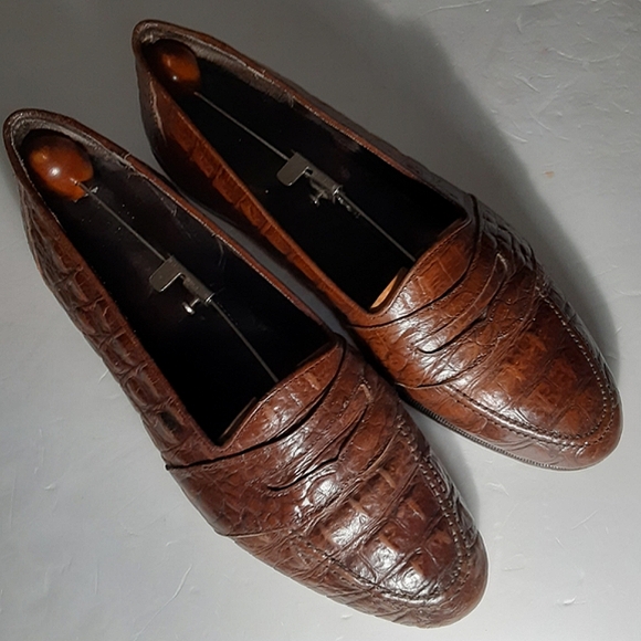Avventura  Crocodile Skin Embossed Men's Loafers - Picture 2 of 7